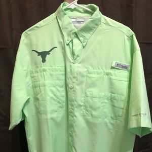 Columbia PFG Mens M Key West Green Texas Longhorns